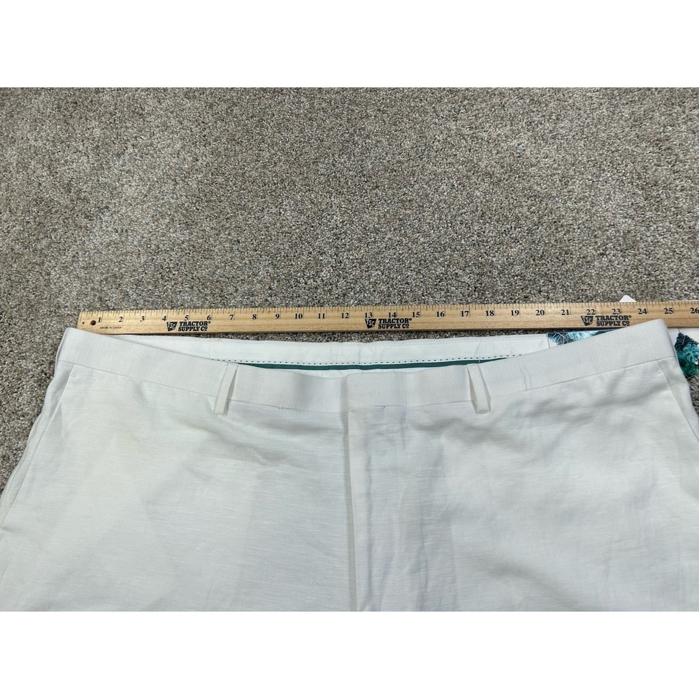 New Cubavera Linen Blend Pants Mens 48X32 White Flat Front Straight #0288 - Picture 4 of 8